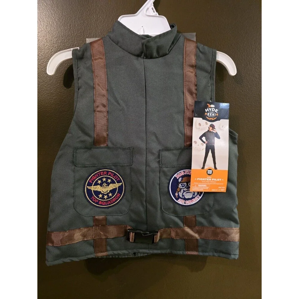 Hyde Eek Kids Fighter Pilot Costume Vest Hat Glasses One Size Age 8 10 12 14 NWT